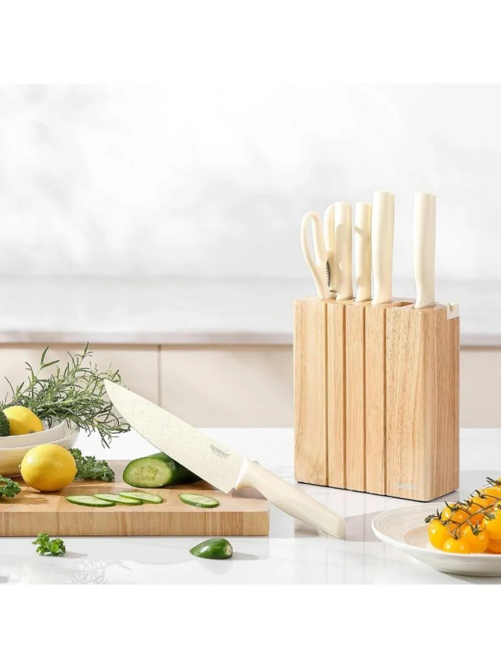 8-Piece Premium Knife Set with Block - Lightweight, Strong, Ergonomic